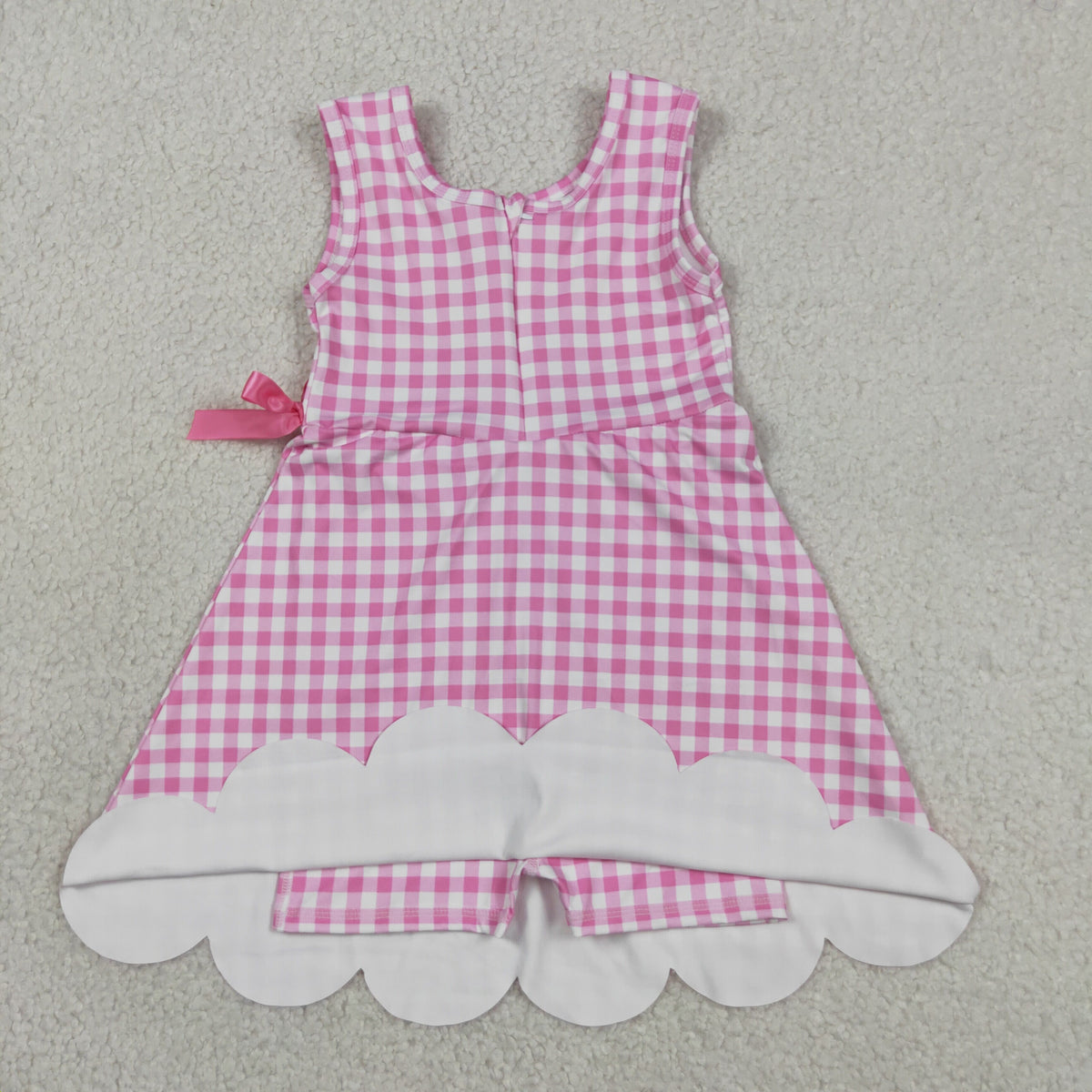 GSD3779 Baby Girls Sleeveless Pink Checked Yoga Active Short Scallop Knee length Dress