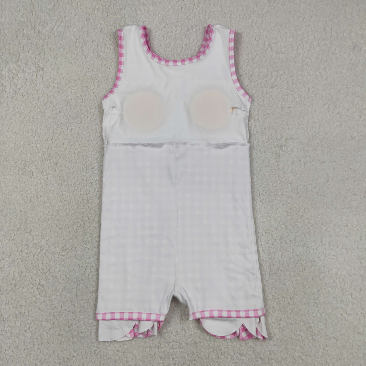 GSD3779 Baby Girls Sleeveless Pink Checked Yoga Active Short Scallop Knee length Dress