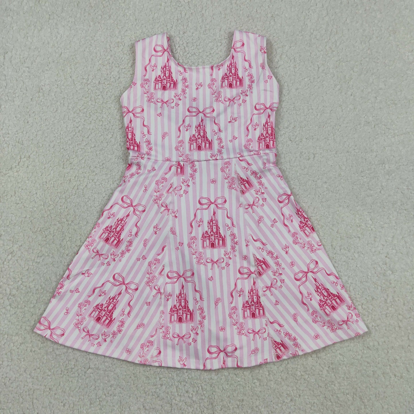Sibling Castles Bows Checked Clothes Sets Knee Length Dress Rompers
