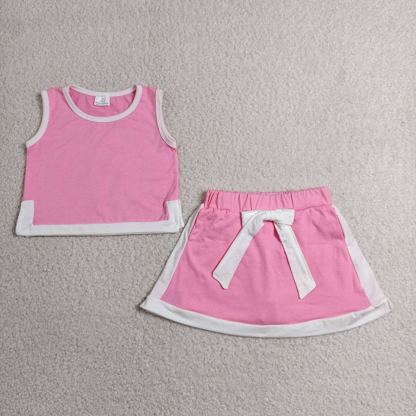 Sibling Baby Girls Sleeveless Green Pink Top Skirt Shorts Clothes Sets