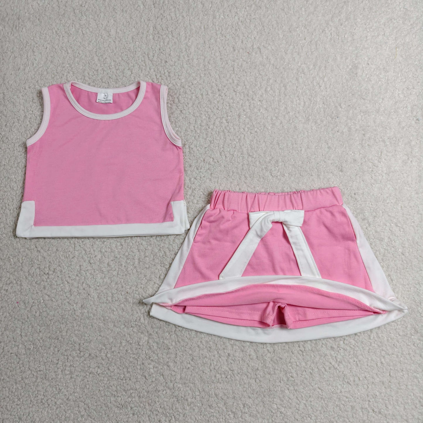 Sibling Baby Girls Sleeveless Green Pink Top Skirt Shorts Clothes Sets