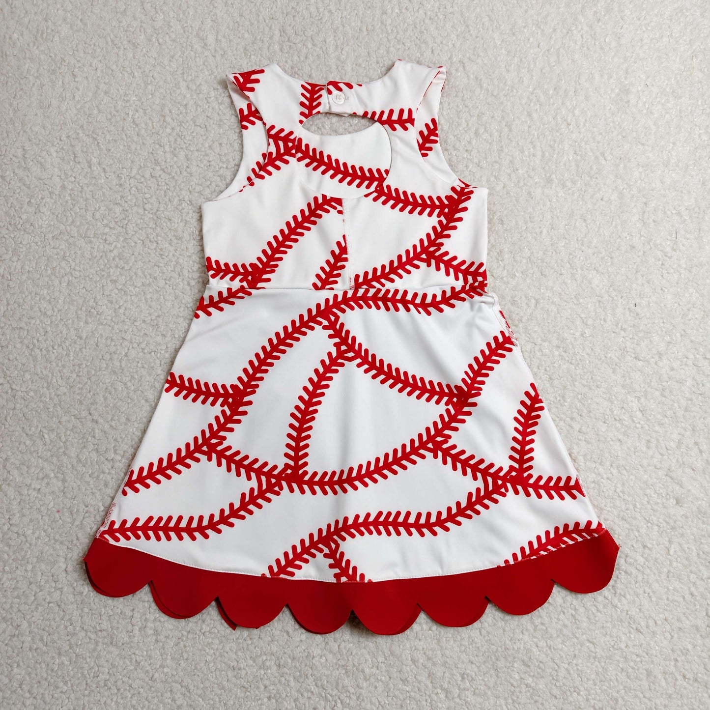 Sibling Baby Girls Baseball Softballs Team Yoga Active Short Scallop Knee Length Dresses