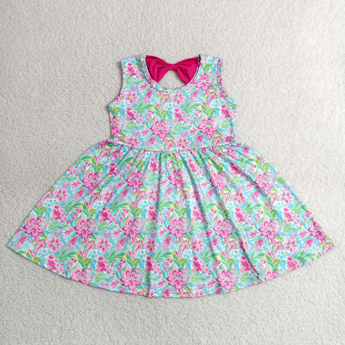 GSD3863 Baby Girls Sleeveless Flowers Knee Length Dresses