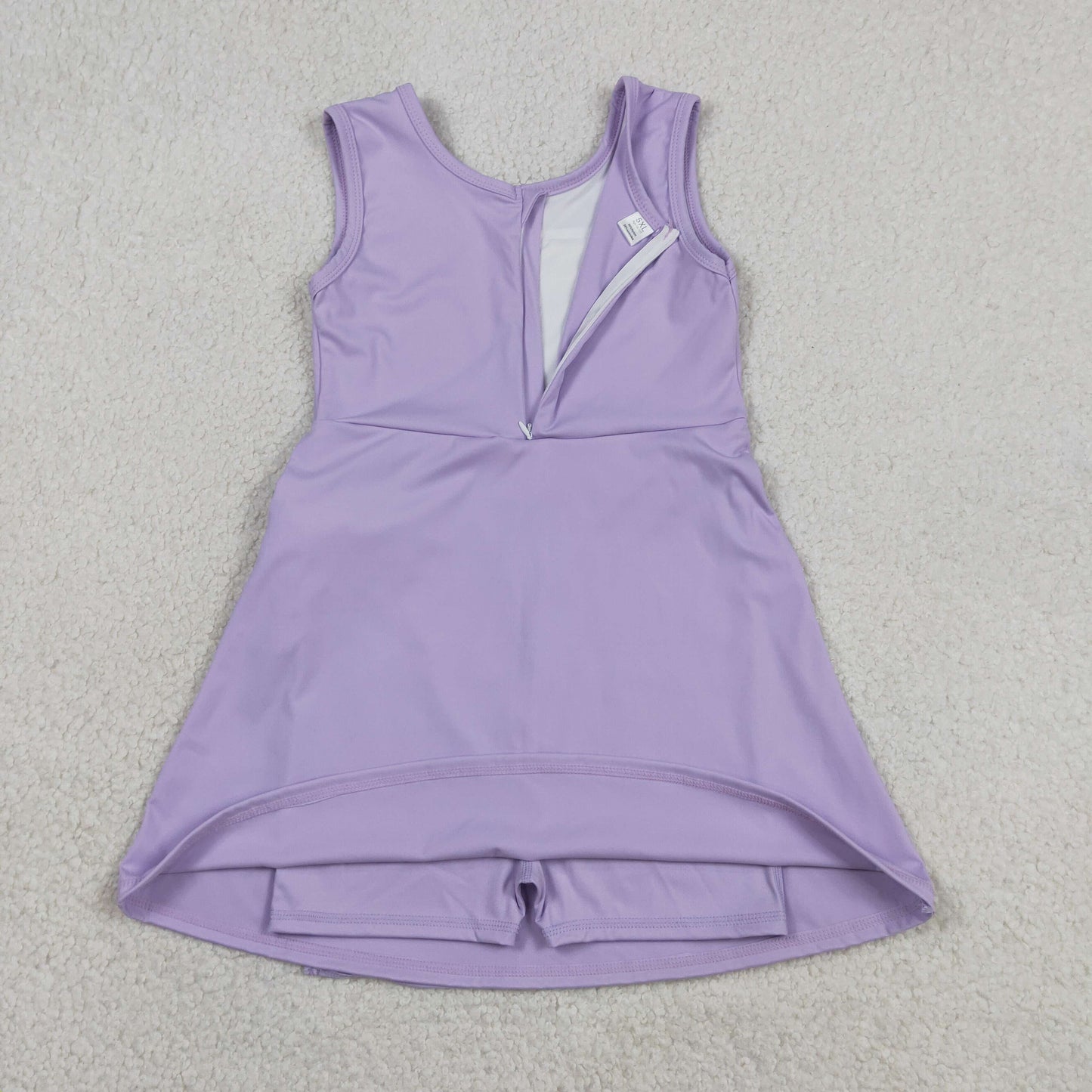 Sibling Baby Girls Sleeveless Back Zip Yoga Active Shorts Knee Length Dresses