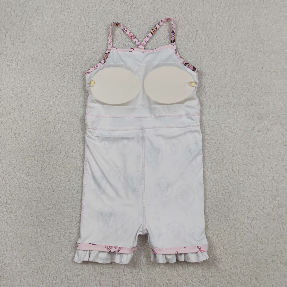 GSD3915 Baby Girls Strap Cartoon Mouse Ducks Yoga Active Short Ruffle Knee Length Dress