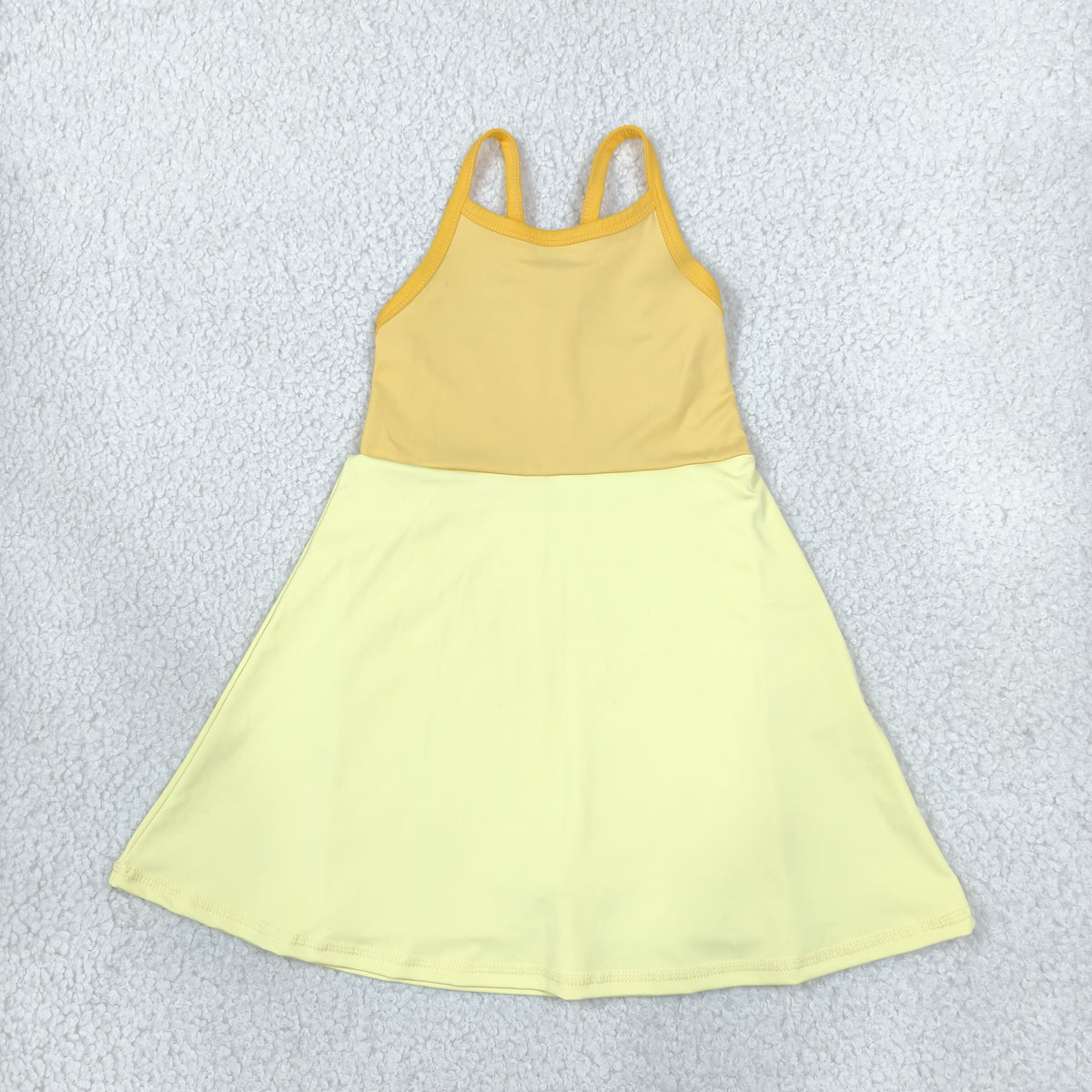 GSD3982 Baby Girls Orange Yellow Strap Yoga Active Shorts Knee length Dress