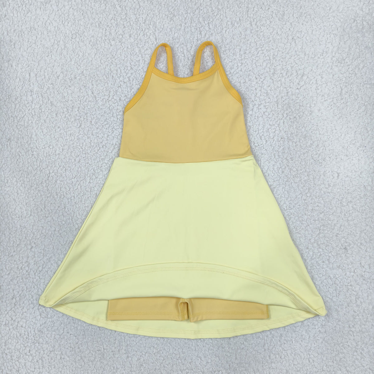 GSD3982 Baby Girls Orange Yellow Strap Yoga Active Shorts Knee length Dress