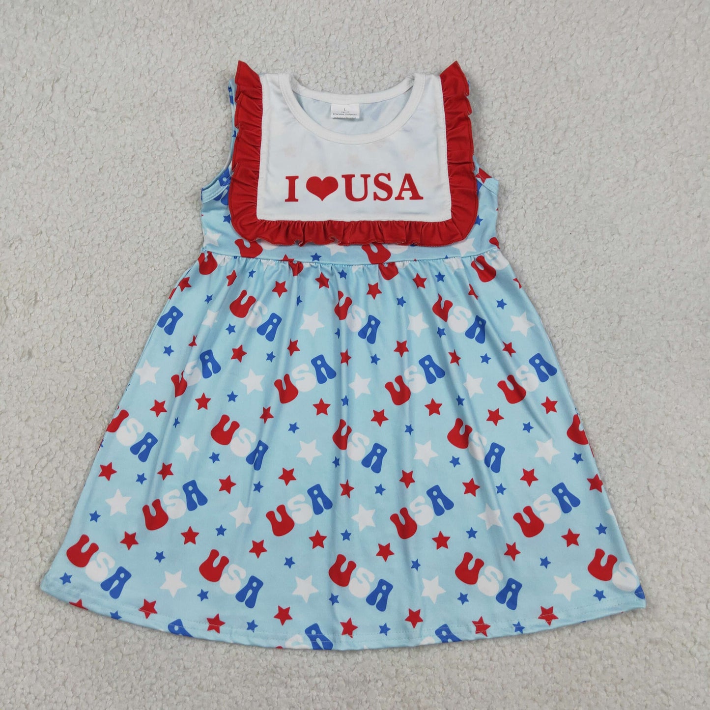 Sibling Baby Kids I Love USA Shirt Shorts 4th of July Clothes Set Knee Length Dress Rompers