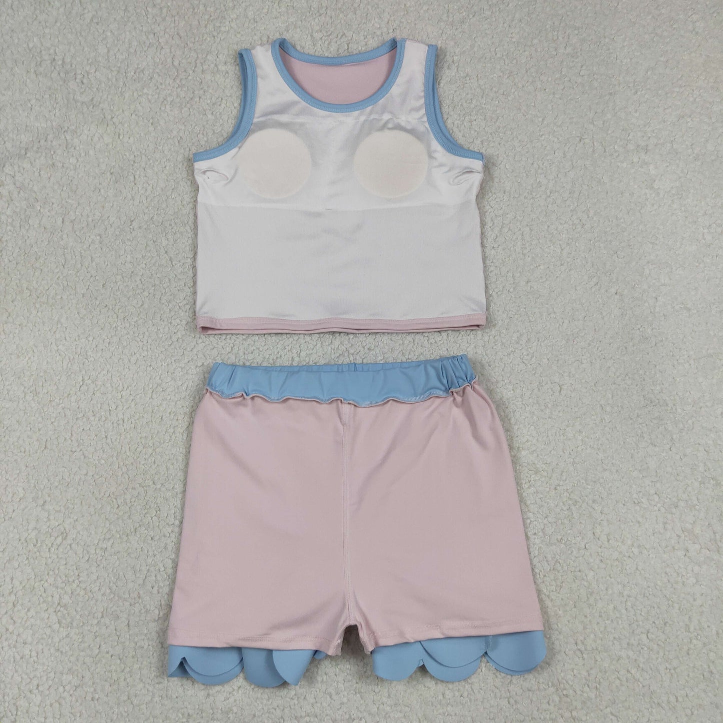 Sibling Baby Girls Sleeveless Vests Top Scallop Skirt Short Yoga Active Clothes Set