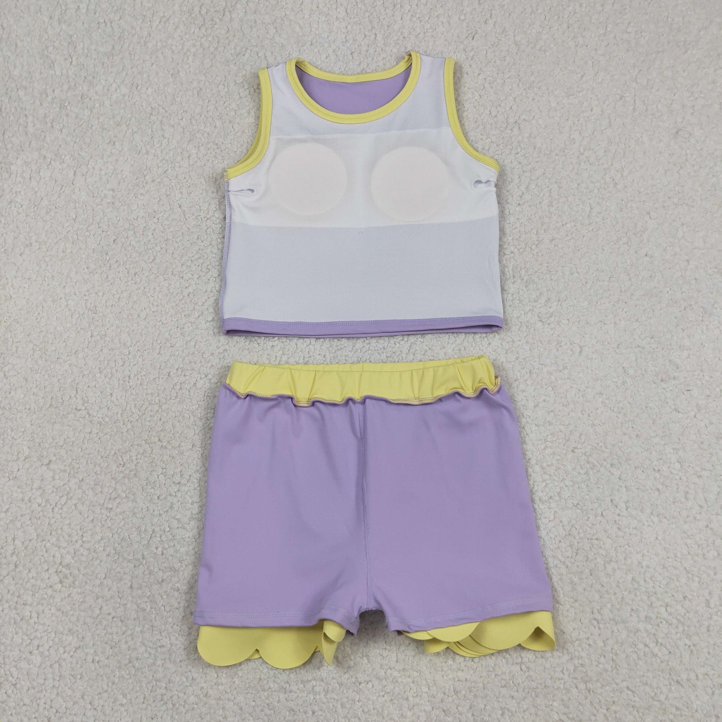 Sibling Baby Girls Sleeveless Vests Top Scallop Skirt Short Yoga Active Clothes Set