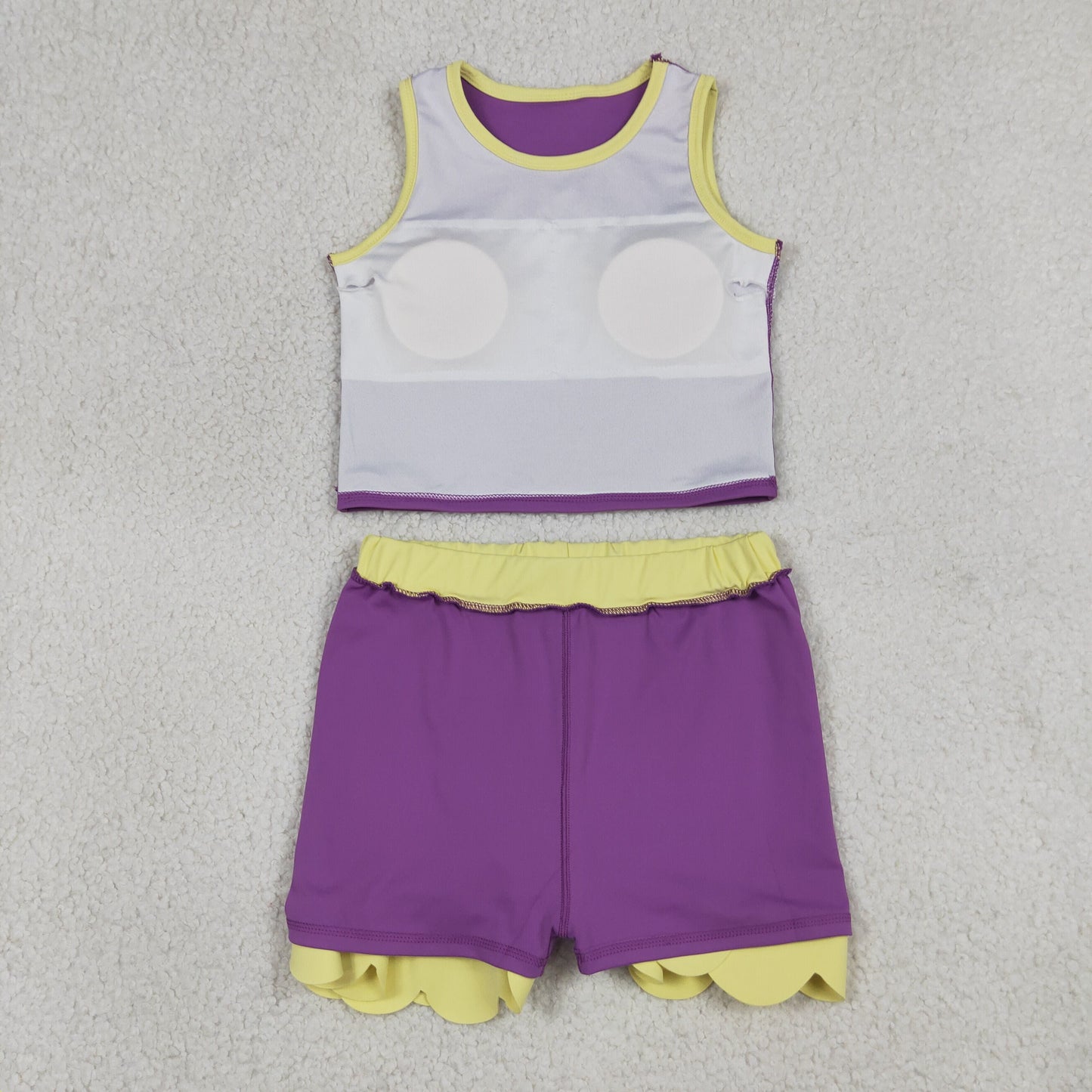 Sibling Baby Girls Colorful Vests Top Scallop Skirt Short Yoga Active Set Knee Length Dresess