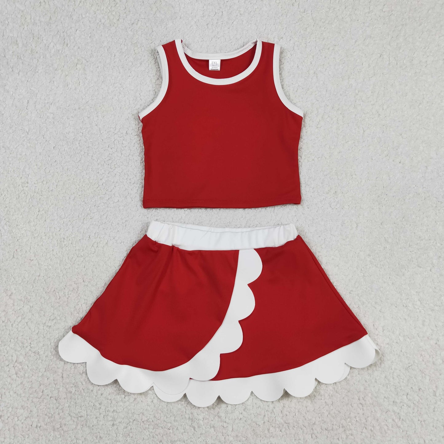 Sibling Baby Girls Sleeveless Vests Top Scallop Skirt Short Yoga Active Clothes Set