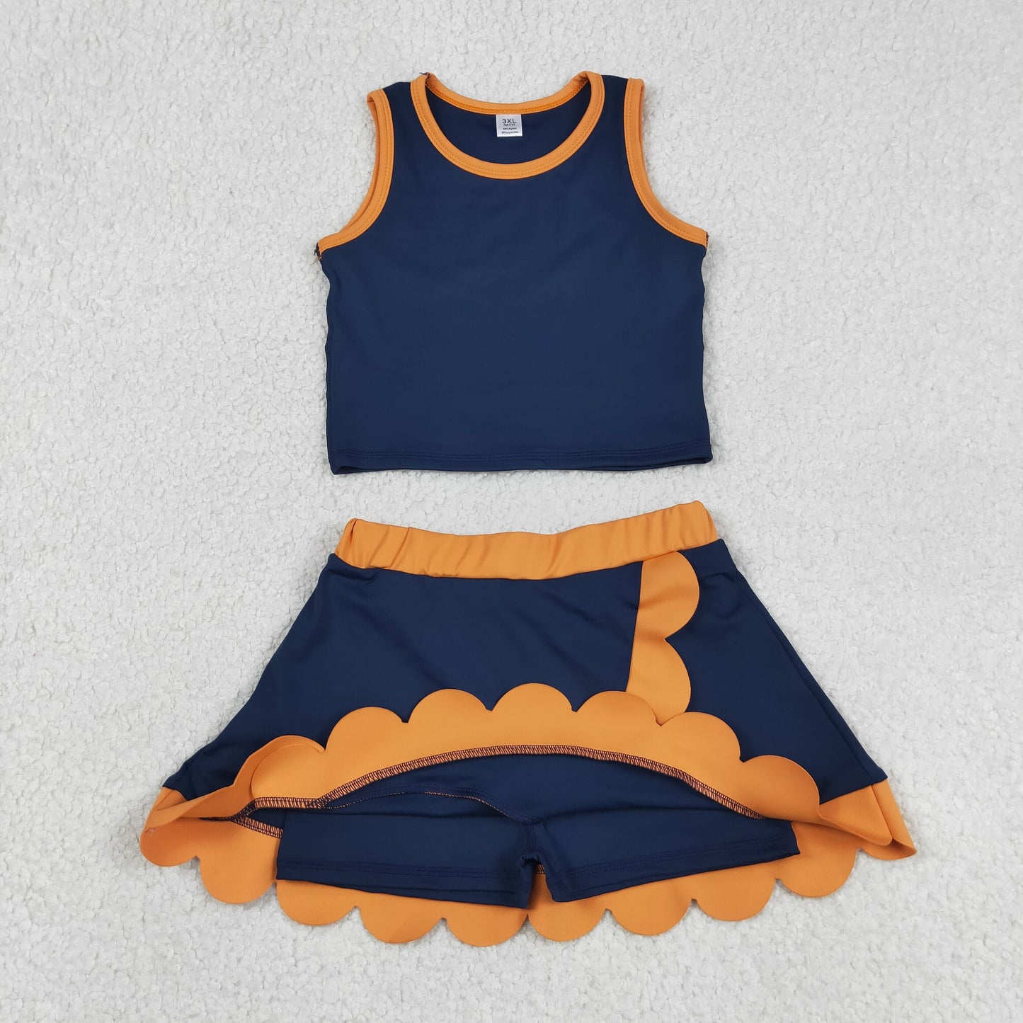 Sibling Baby Girls Sleeveless Vests Top Scallop Skirt Short Yoga Active Clothes Set