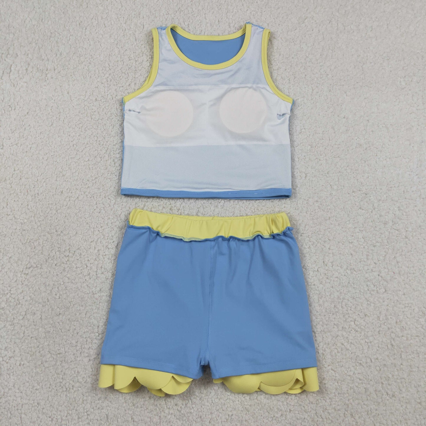 Sibling Baby Girls Sleeveless Vests Top Scallop Skirt Short Yoga Active Clothes Set