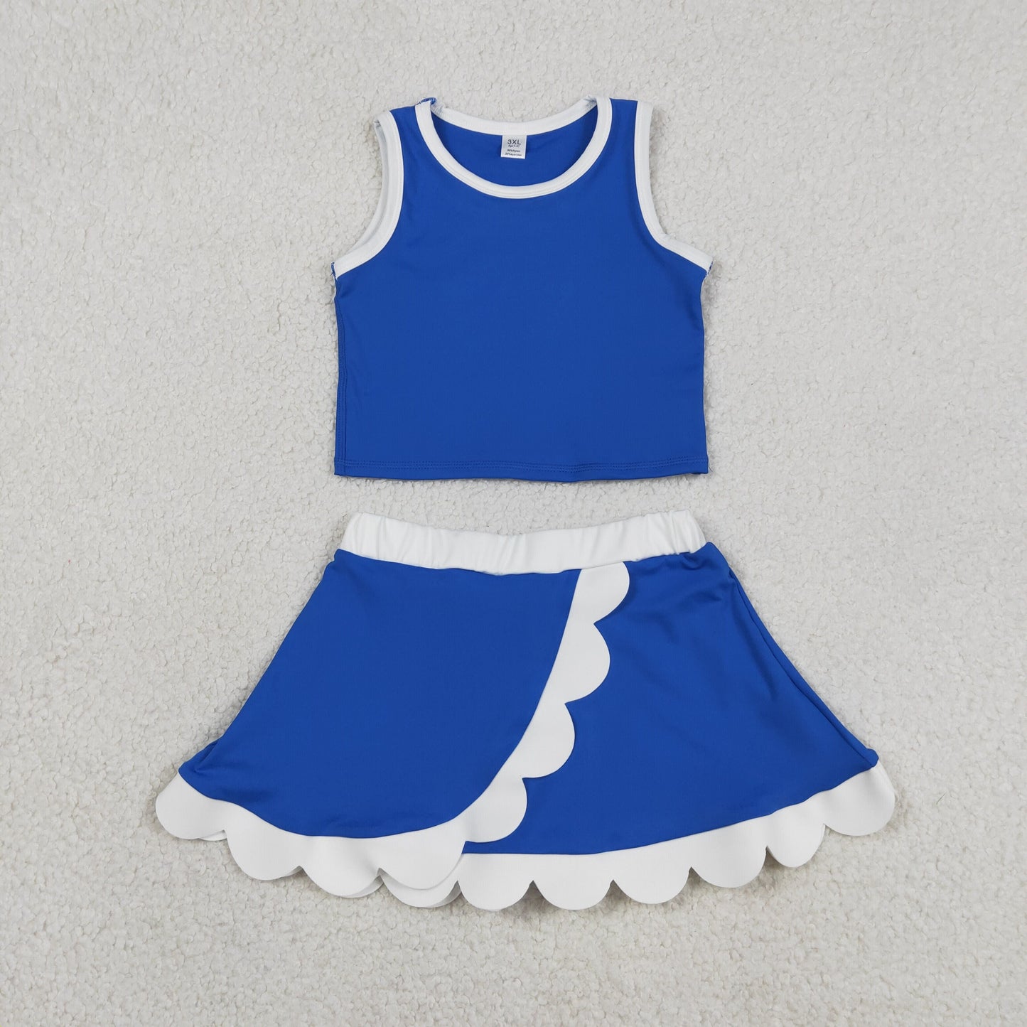 Sibling Baby Girls Sleeveless Vests Top Scallop Skirt Short Yoga Active Clothes Set