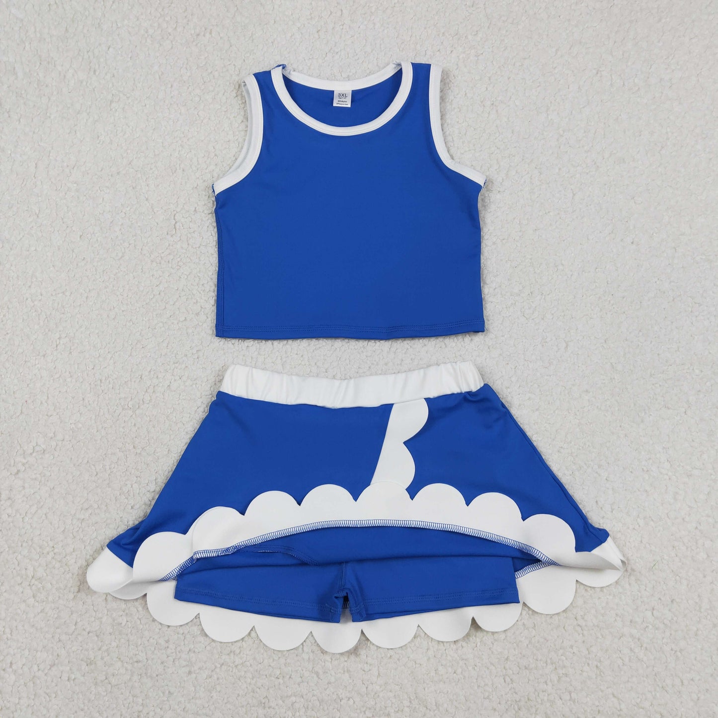 Sibling Baby Girls Sleeveless Vests Top Scallop Skirt Short Yoga Active Clothes Set