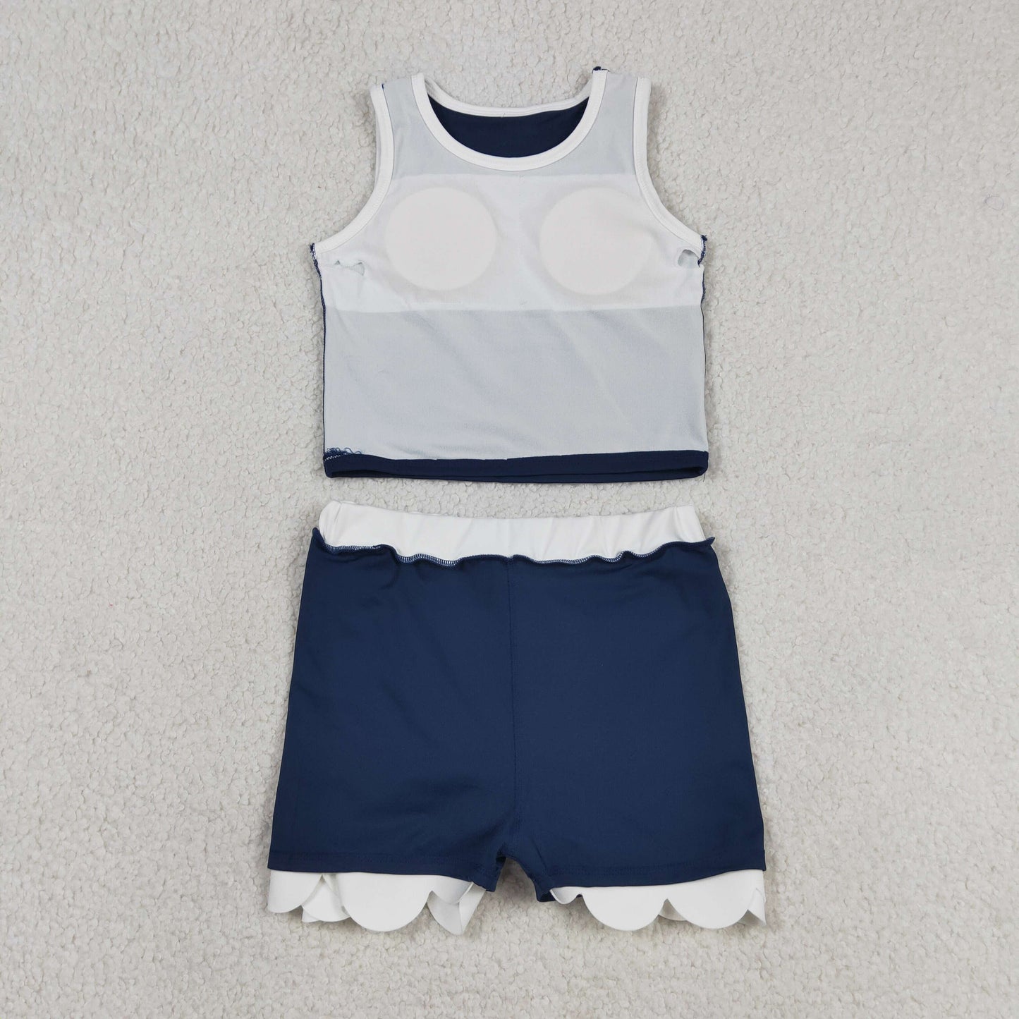 Sibling Baby Girls Sleeveless Vests Top Scallop Skirt Short Yoga Active Clothes Set