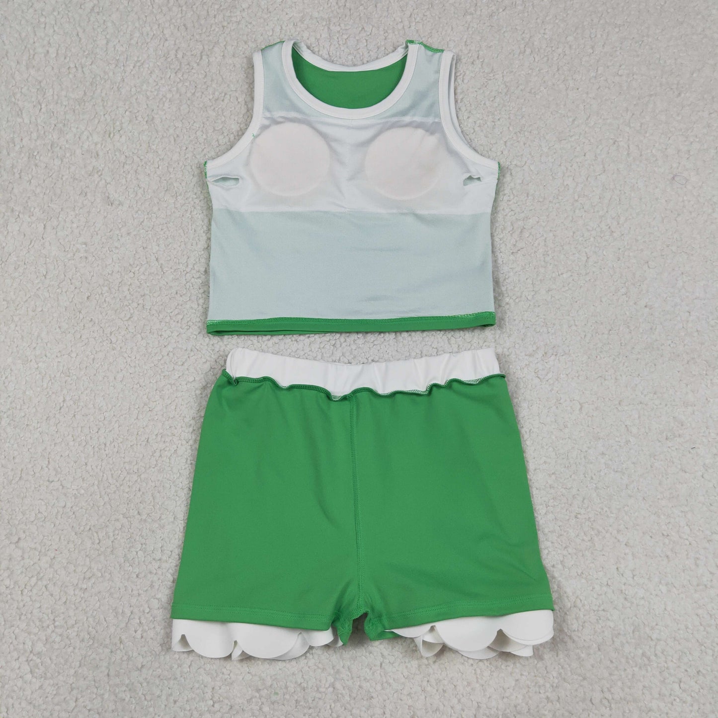 Sibling Baby Girls Sleeveless Vests Top Scallop Skirt Short Yoga Active Clothes Set