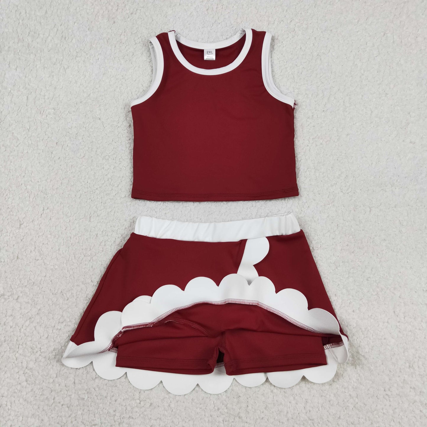 Sibling Baby Girls Sleeveless Vests Top Scallop Skirt Short Yoga Active Clothes Set