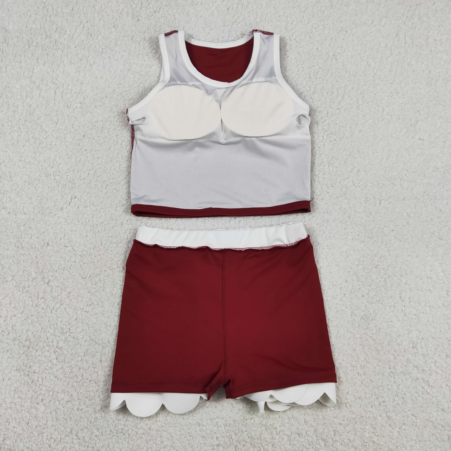 Sibling Baby Girls Sleeveless Vests Top Scallop Skirt Short Yoga Active Clothes Set