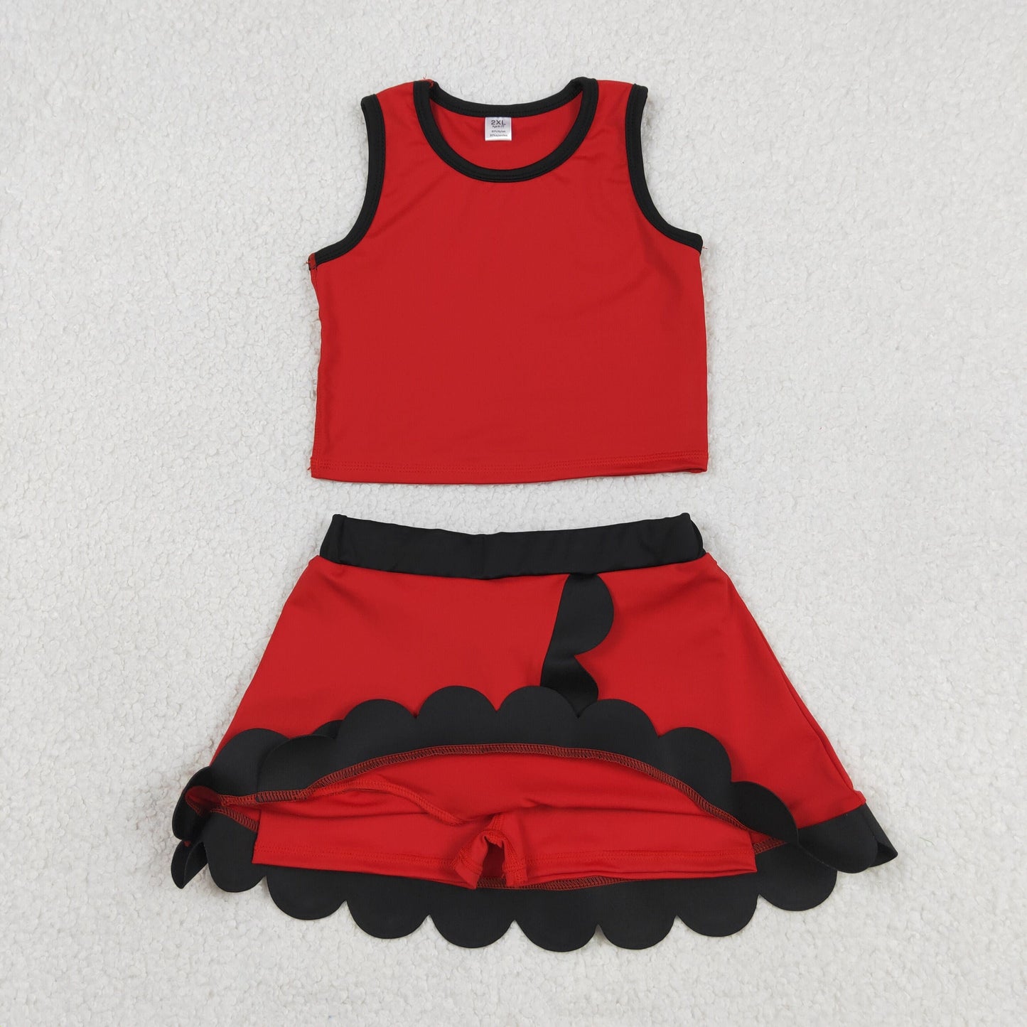 Sibling Baby Girls Sleeveless Vests Top Scallop Skirt Short Yoga Active Clothes Set