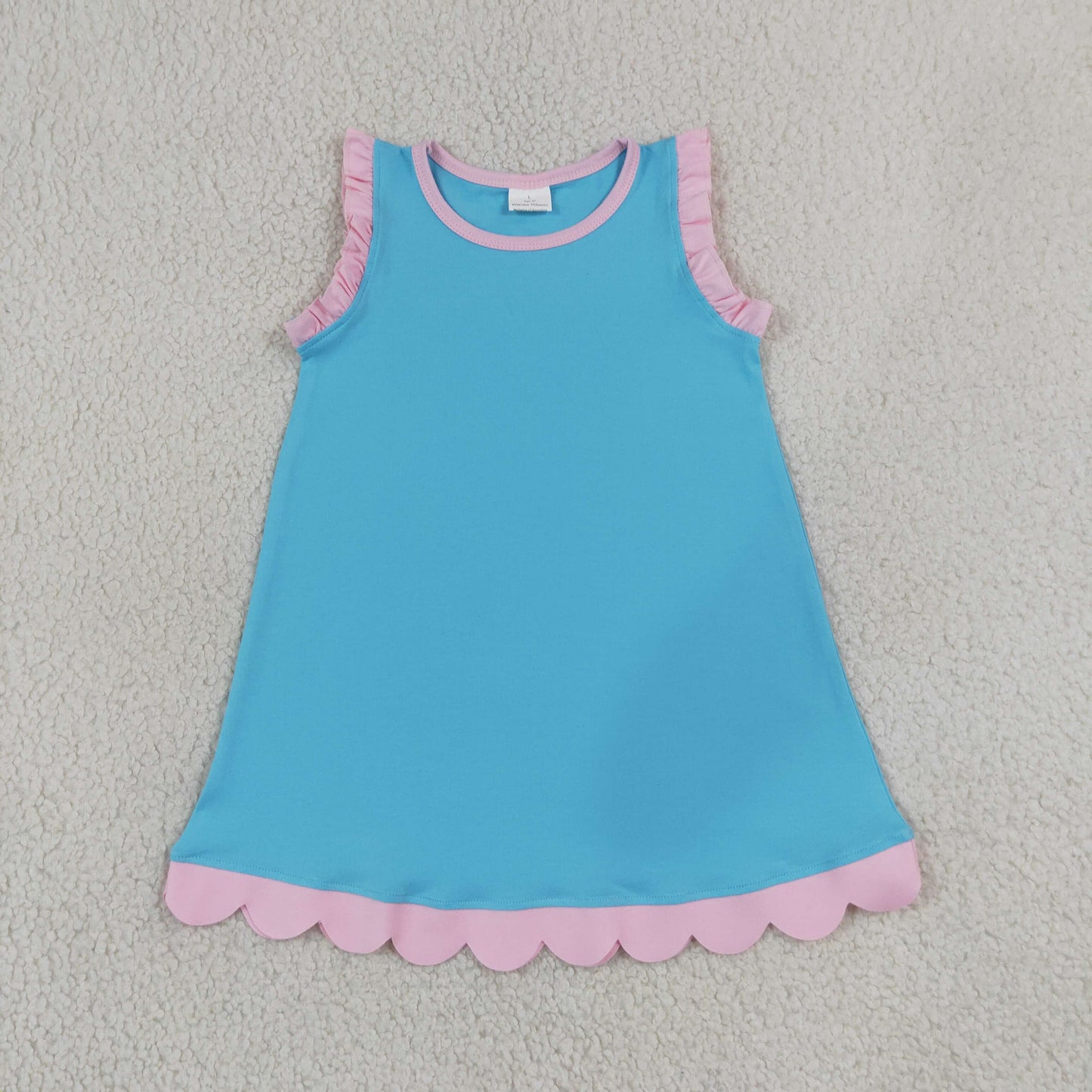 Sibling Baby Girls Sleeveless Scallop Knee Length Dresses