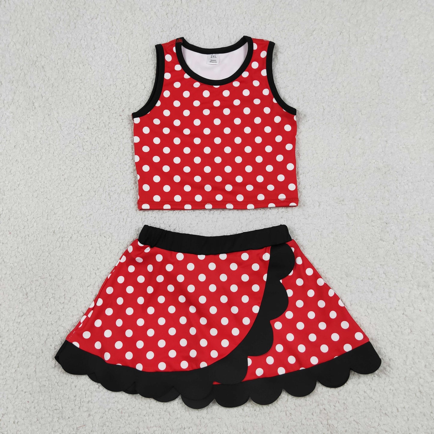 Sibling Baby Girls Sleeveless Vests Top Scallop Skirt Short Yoga Active Clothes Set