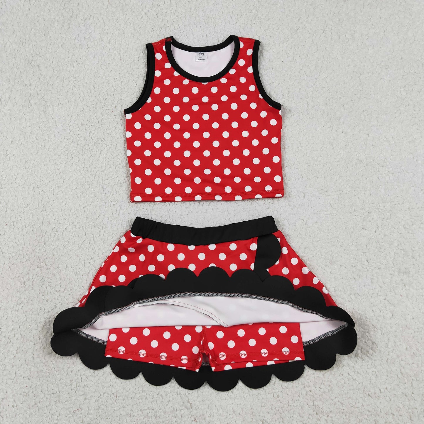 Sibling Baby Girls Sleeveless Vests Top Scallop Skirt Short Yoga Active Clothes Set