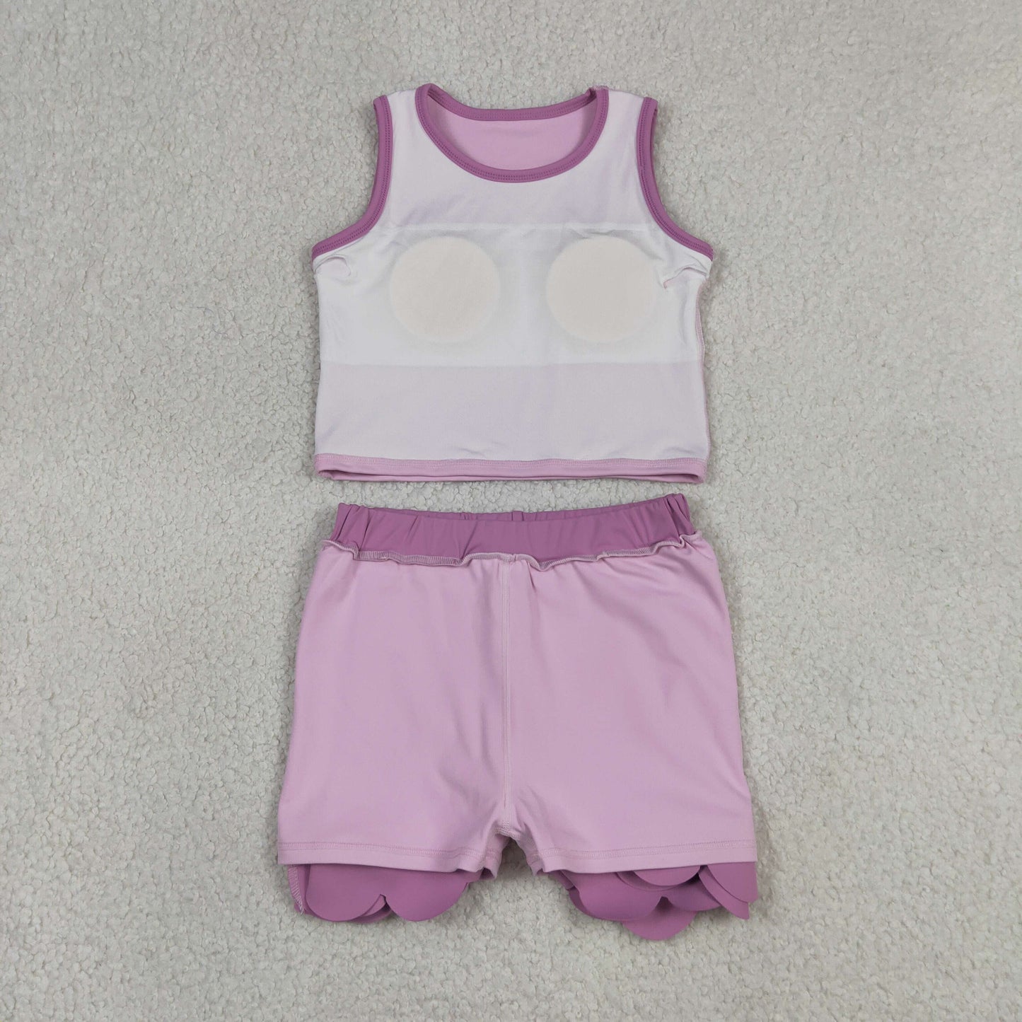 Sibling Baby Girls Sleeveless Vests Top Scallop Skirt Short Yoga Active Clothes Set