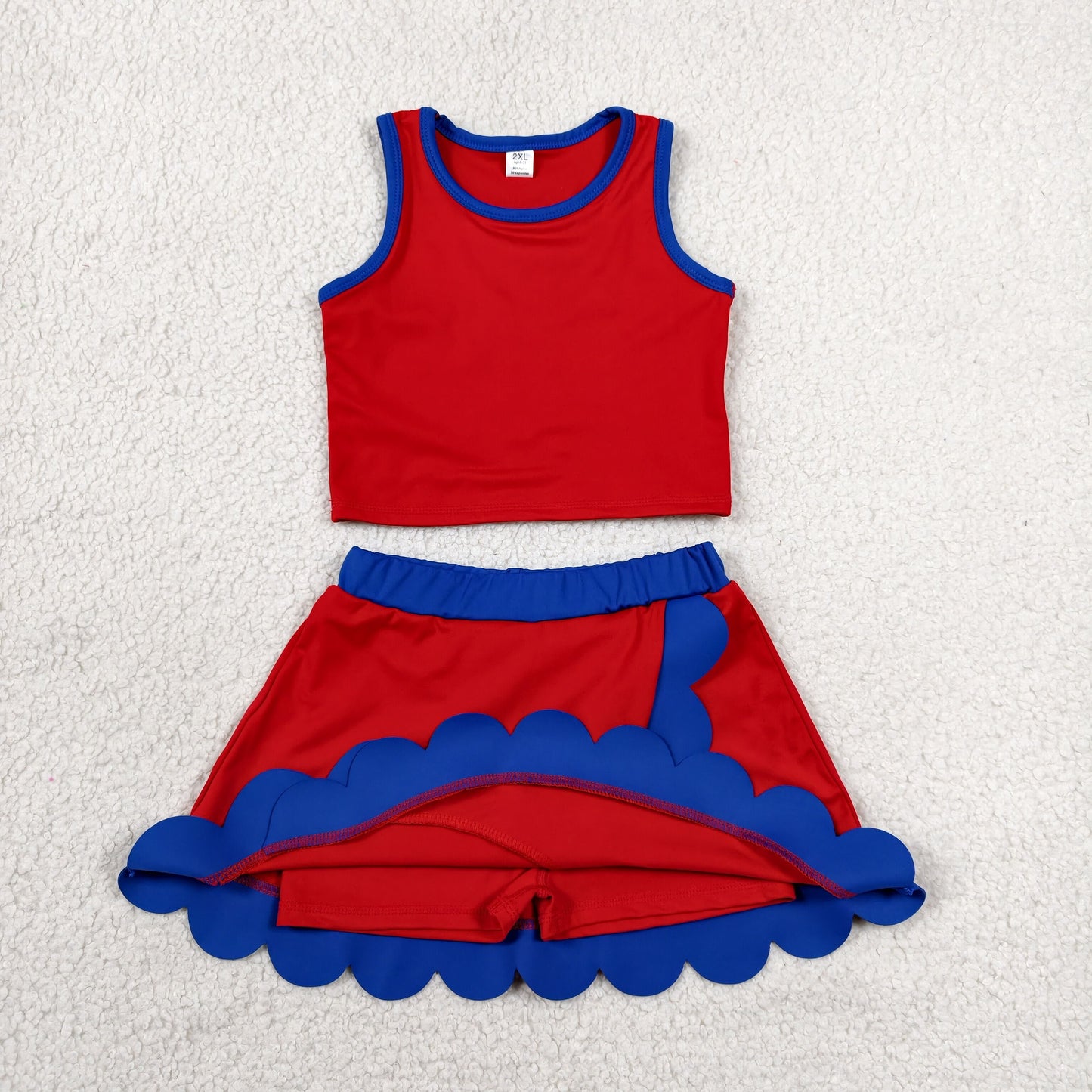 Sibling Baby Girls Sleeveless Vests Top Scallop Skirt Short Yoga Active Clothes Set