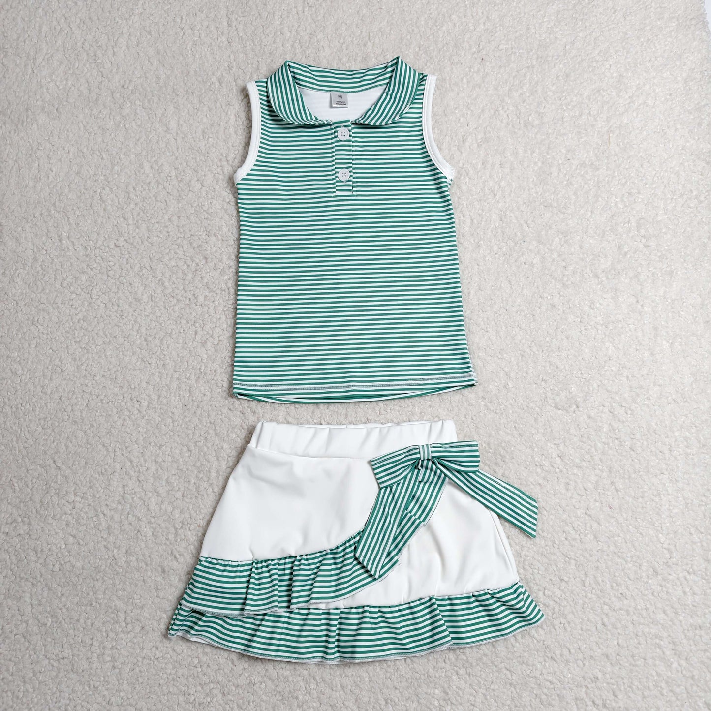 Sibling Baby Girls Bows Checked Button Vests Ruffle Skirt Shorts Yoga Active Clothes Sets