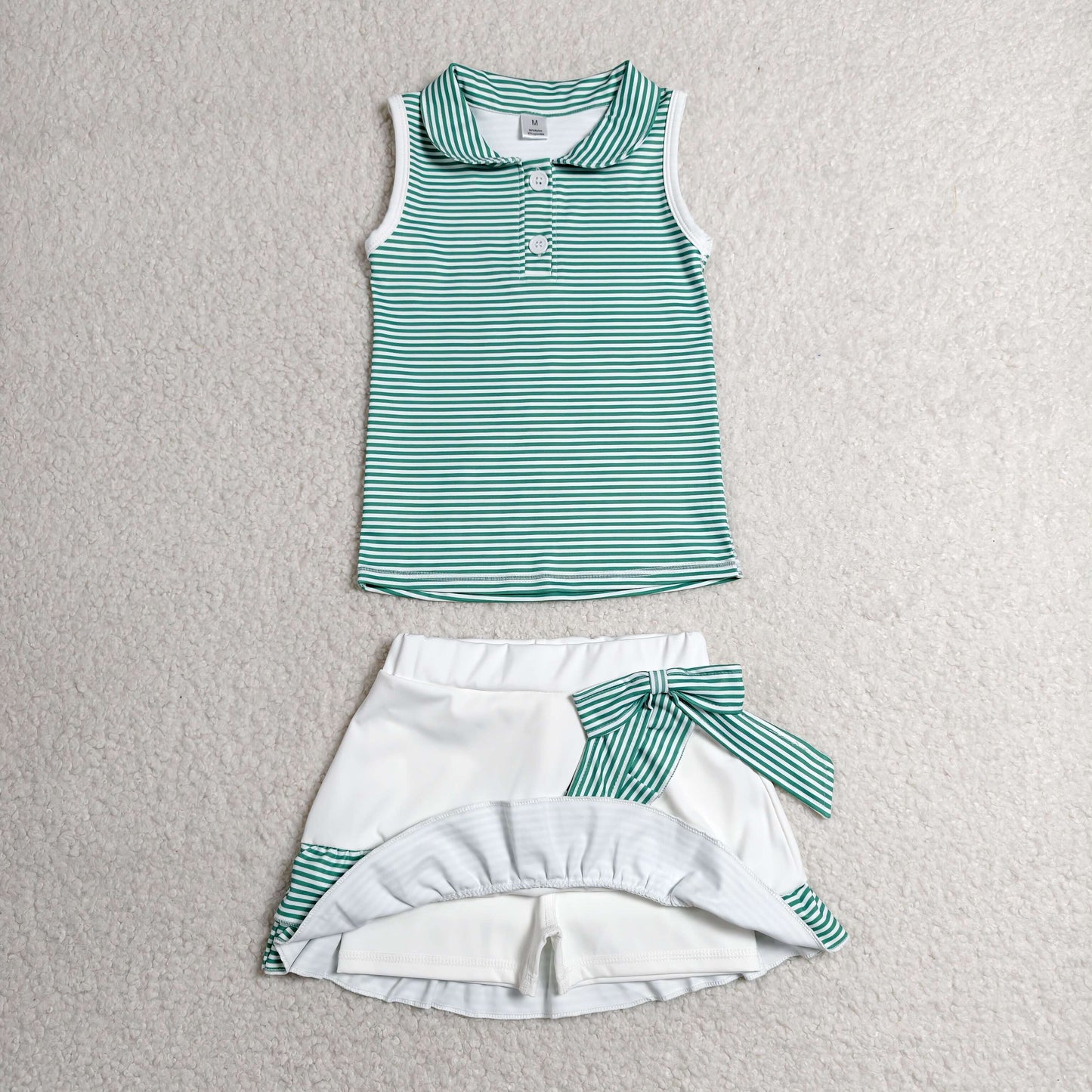 Sibling Baby Girls Bows Checked Button Vests Ruffle Skirt Shorts Yoga Active Clothes Sets