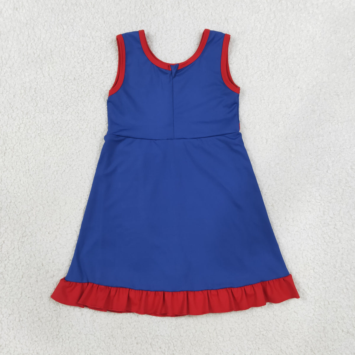 GSD4133 Baby Girls Hot Blue Red Back Zip Yoga Active Short Ruffle Knee Length Dress