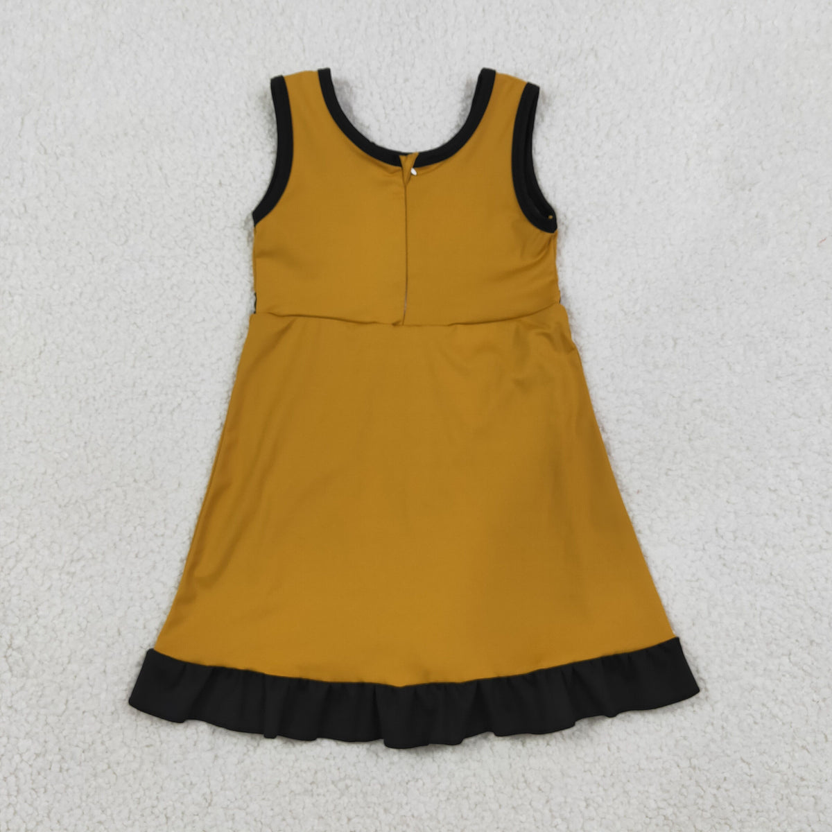 GSD4134 Baby Girls Gold Balck Back Zip Yoga Active Short Ruffle Knee Length Dress