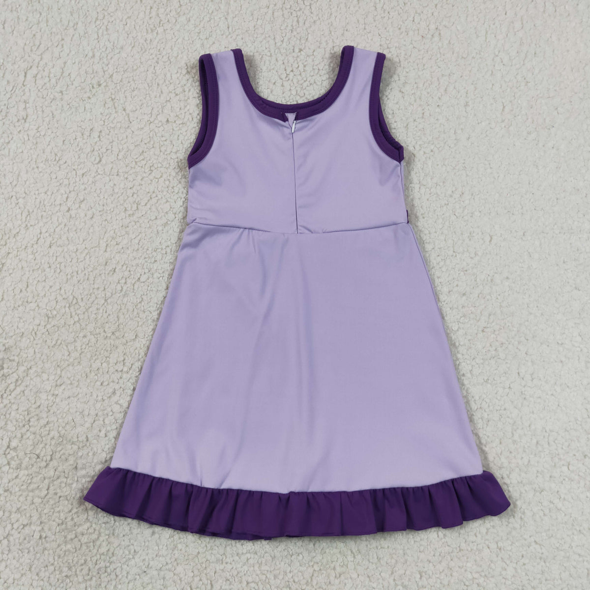 GSD4151 Baby Girls Lavender Purple Back Zip Yoga Active Short Ruffle Knee Length Dress