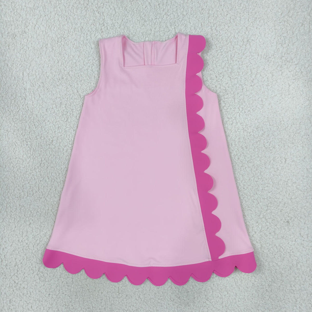 GSD4240 Baby Girls Pink Sleeveless Yoga Active Short Scallop Knee Length Dress