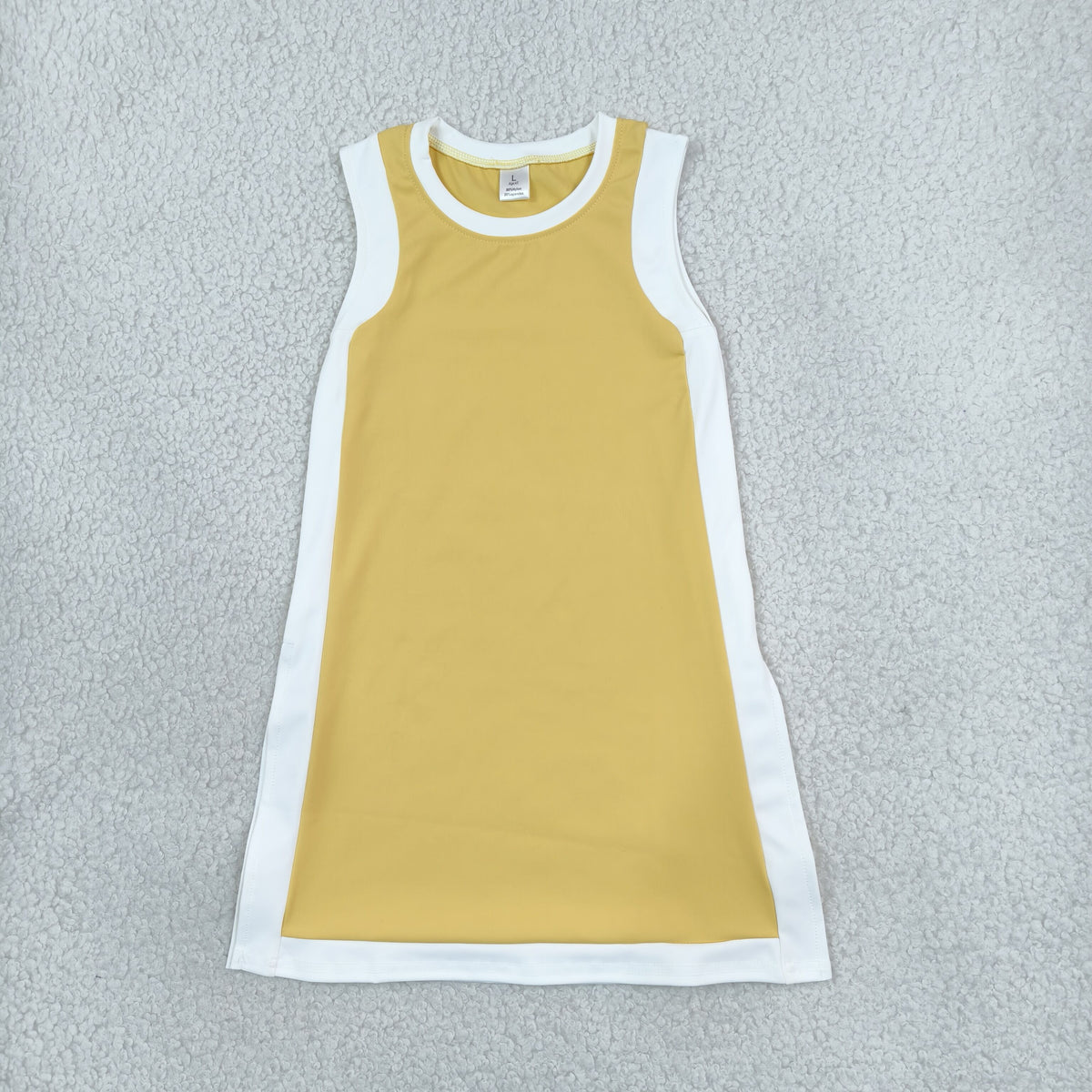 GSD4254 Baby Girls White Yellow Sleeveless Yoga Active Split Knee Length Dress