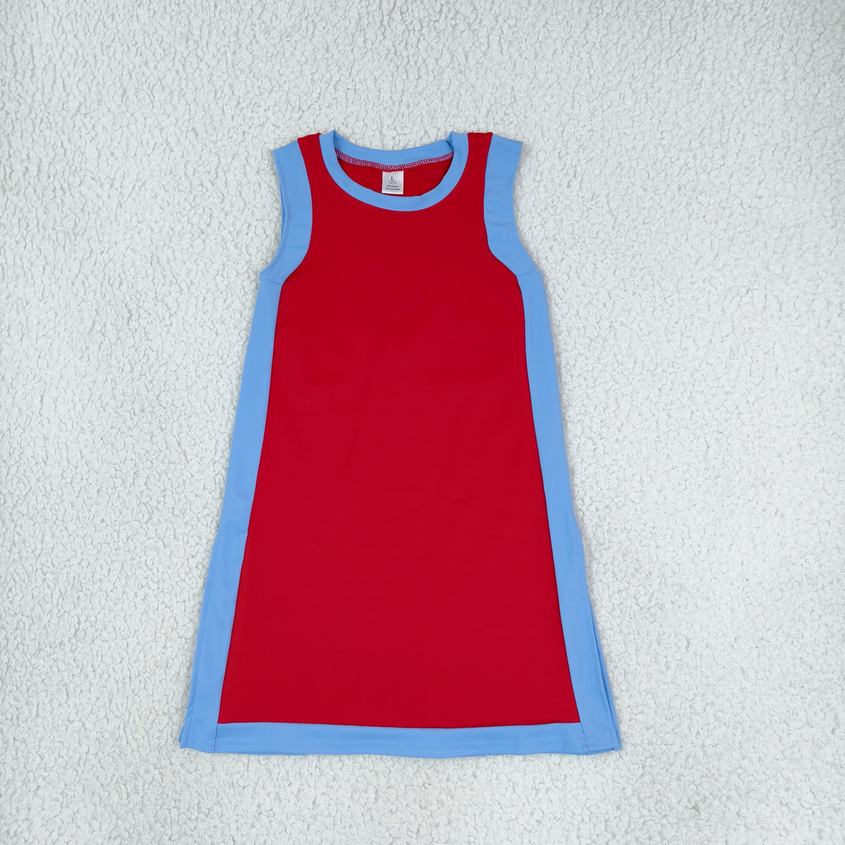 GSD4255 Baby Girls Blue Red Sleeveless Yoga Active Split Knee Length Dress