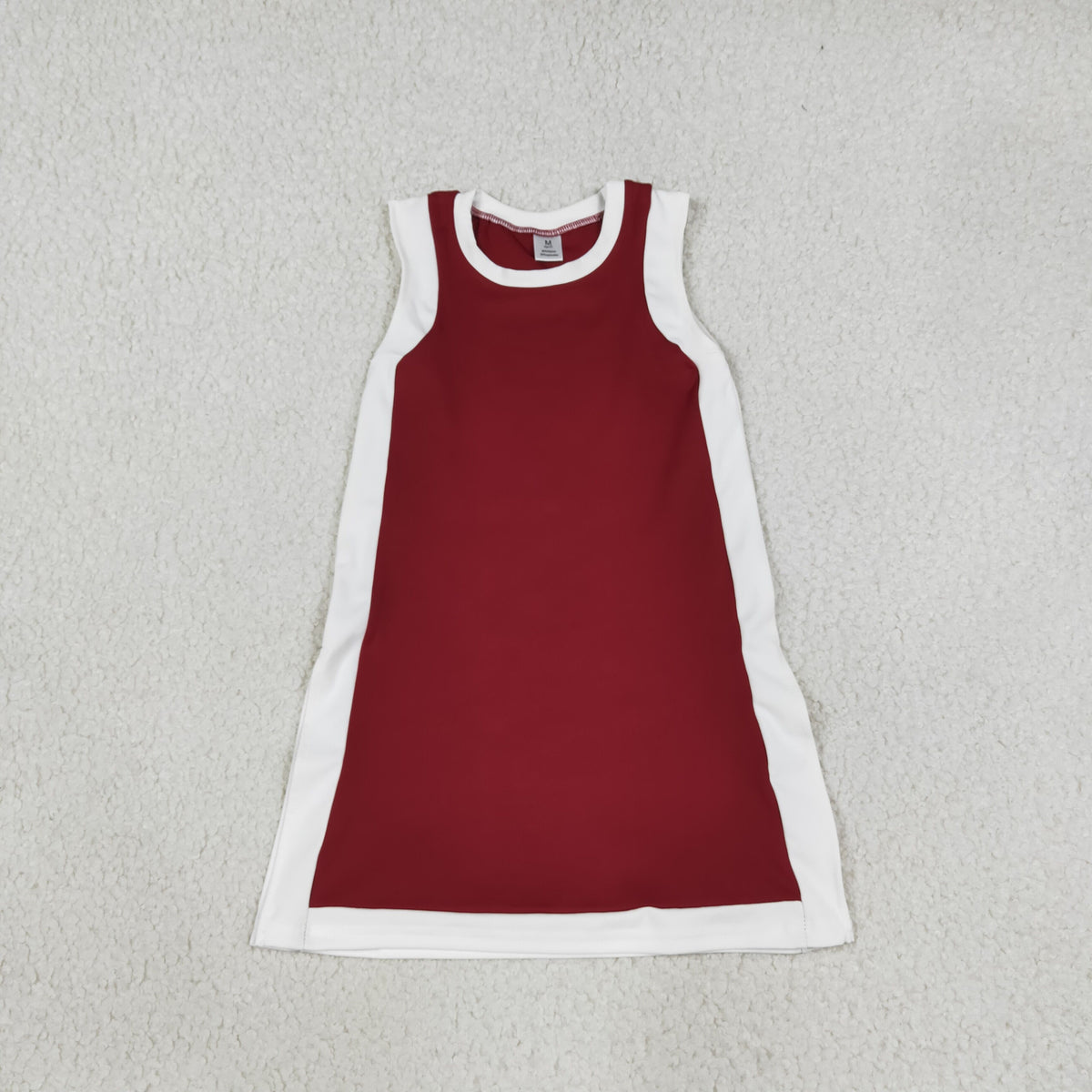 GSD4257 Baby Girls White Maroon Sleeveless Yoga Active Split Knee Length Dress
