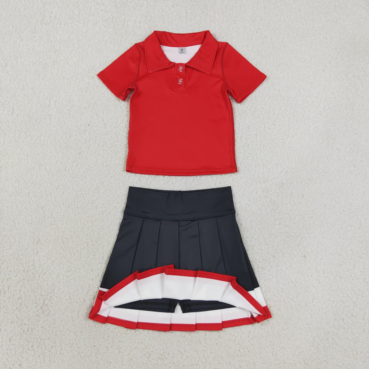 Sibling Baby Girls Short Sleeve Button Polo Shirts Pleated Skirt Short Yoga Active Clothes Sets