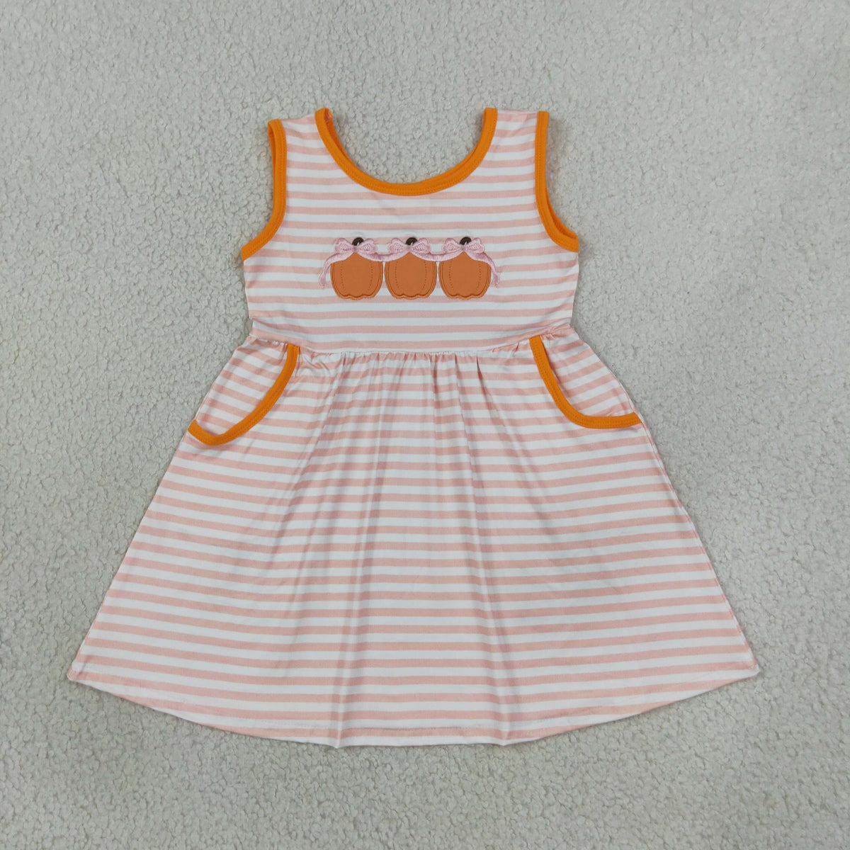 Sibling Baby Kids Embroidery Pumpkins Top Joggers Fall Stripe Set Dress Rompers