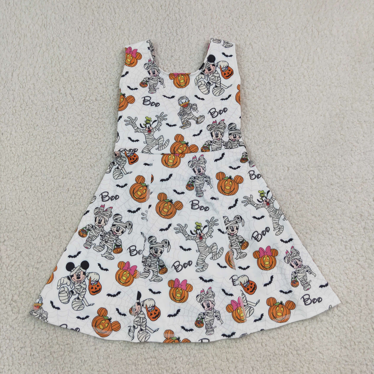 GSD4291 Baby Girls Cartoon Mouse Pumpkins Yoga Active Short Knee Length Dress