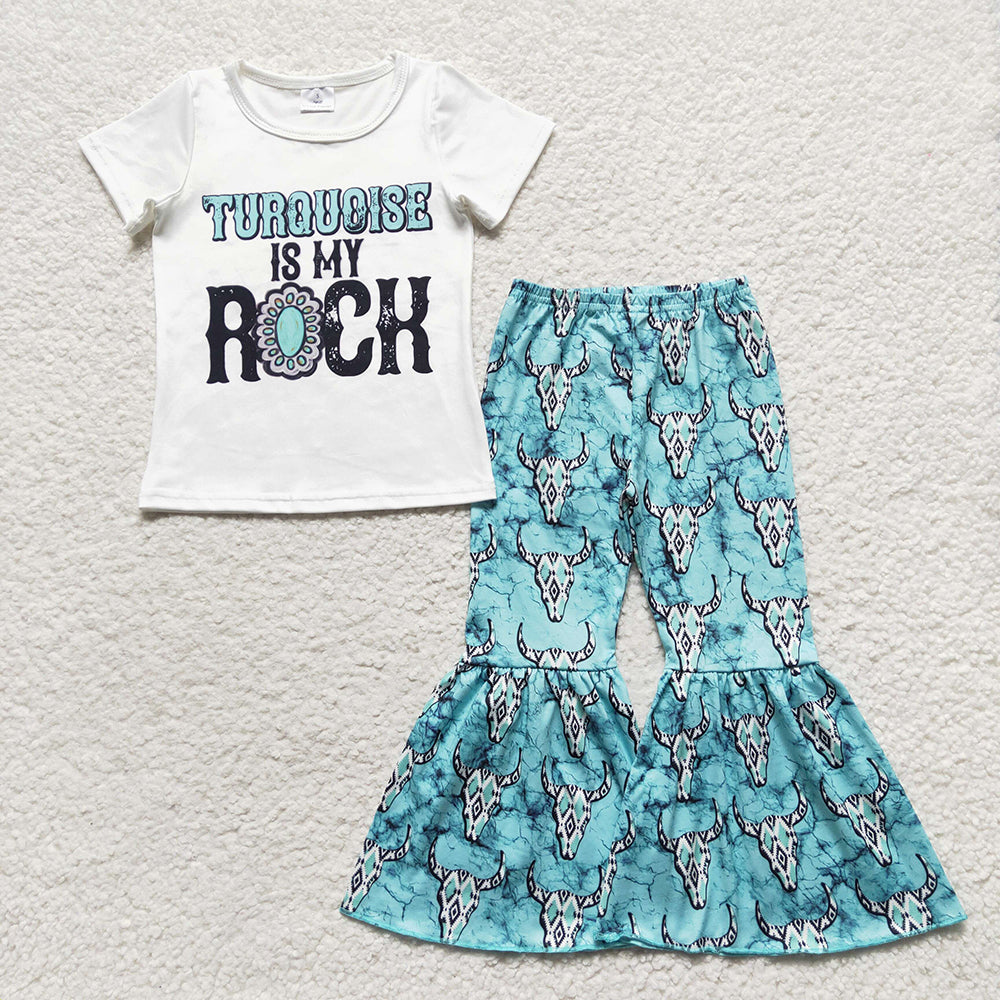Sibling Baby Girls Western Shirts Bell Bottom Pants Outfits Sets
