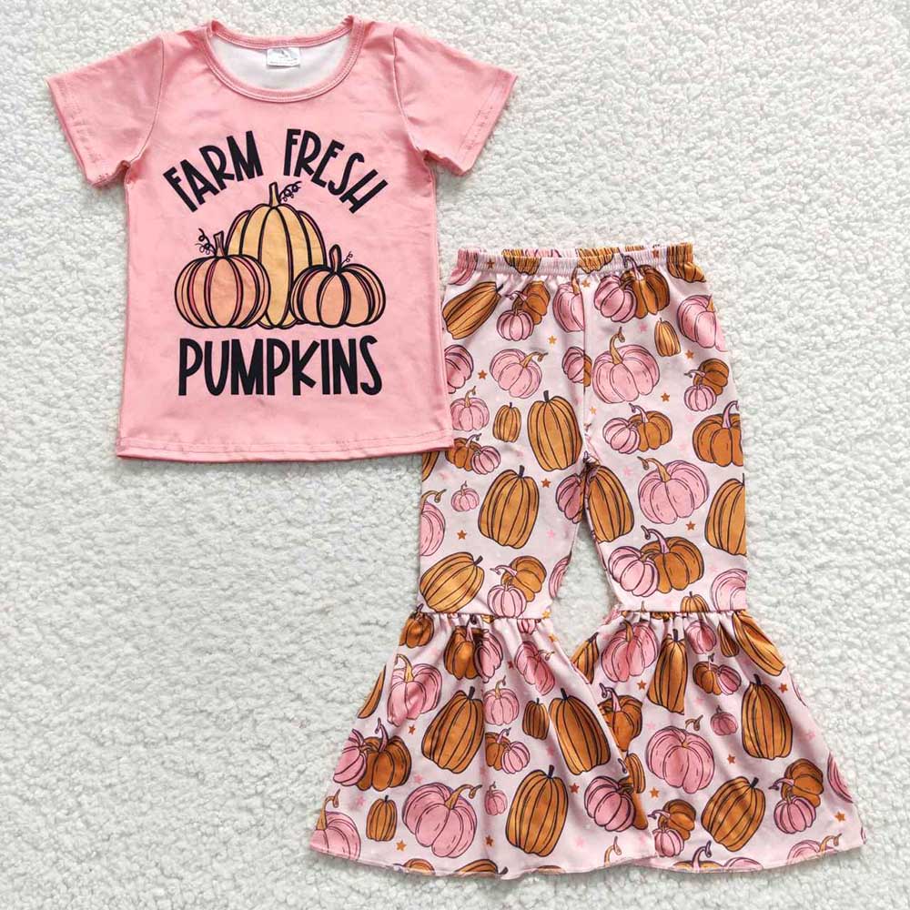 Sibling 6 colors Baby Girls Shirt Fall Bell Pants Outfits Sets