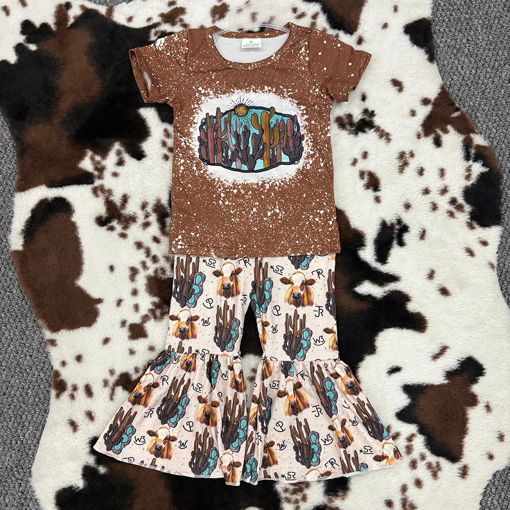 girls wild west t-shirts bell bottoms sets GSPO0647