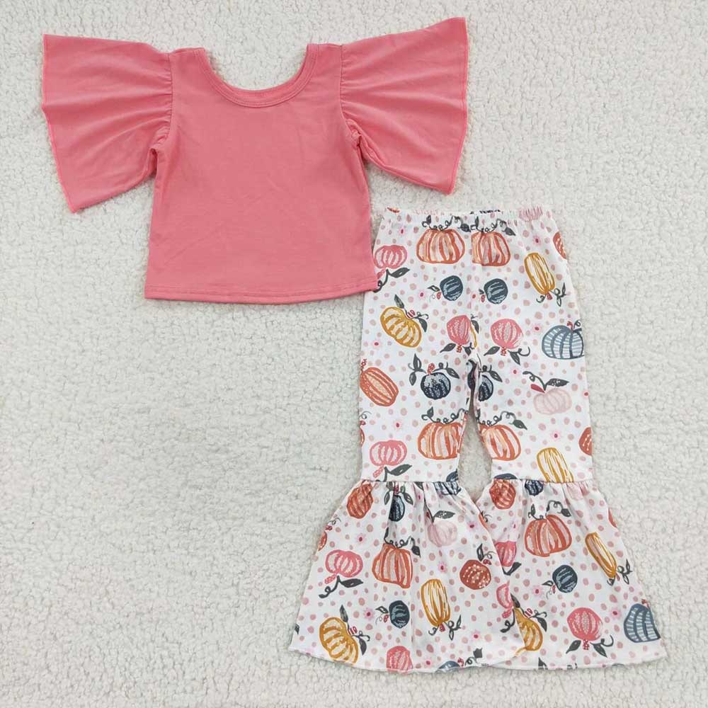 Sibling 6 colors Baby Girls Shirt Fall Bell Pants Outfits Sets