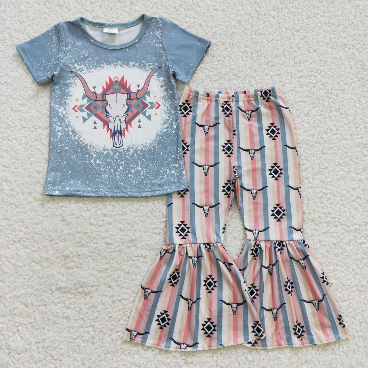 girls western cow printed suits GSPO0703