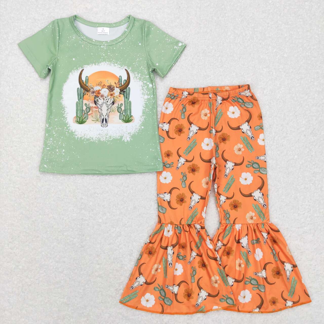 GSPO0990 toddler girl clothes cow girl bell bottom outfit