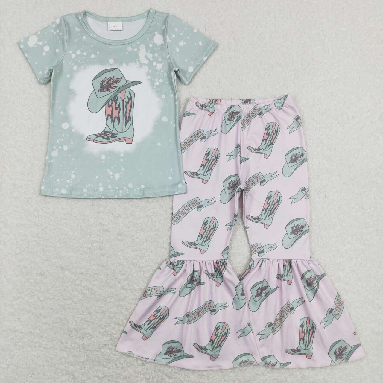 GSPO1232  baby girl clothes cowgirl boots girl bell bottoms outfit