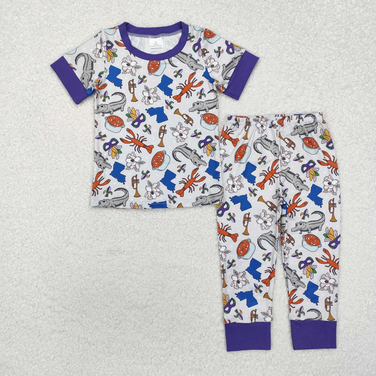 Sibling Baby Boys Girls Mardigras Top Pants Pajamas Sets